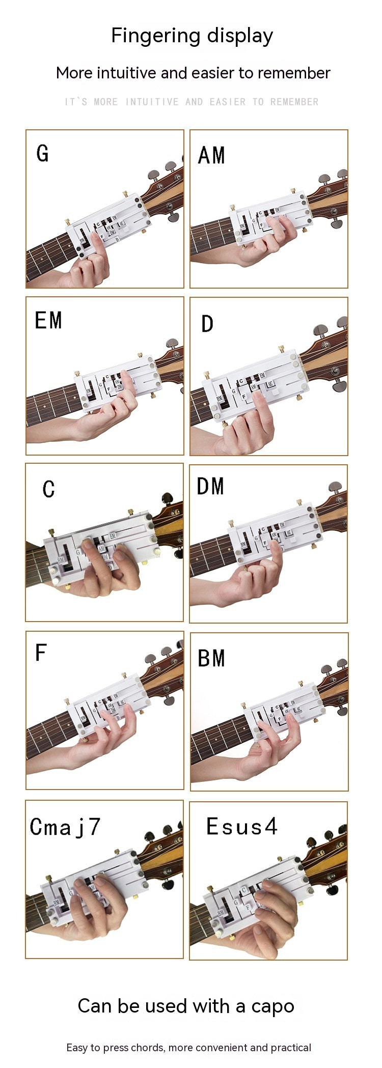 Guitar Chord Presser - Play F Chord Day 1 (USA Shipping)
